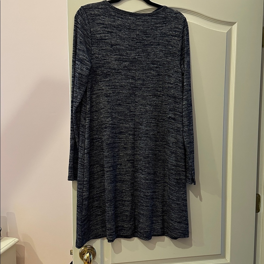 GAP Women's Heathered Navy Long Sleeve Dress - Picture 3 of 3